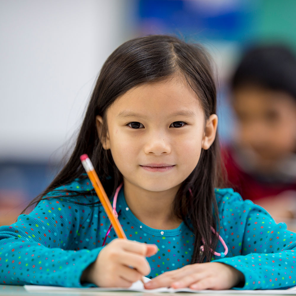 Students learning at desk