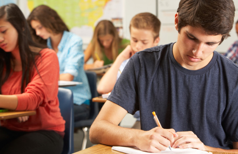 Student freezing on an exam in class