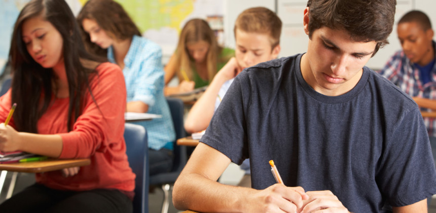 Student freezing on an exam in class