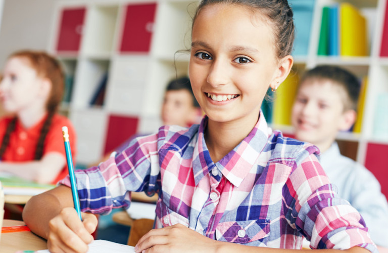 French immersion student studying