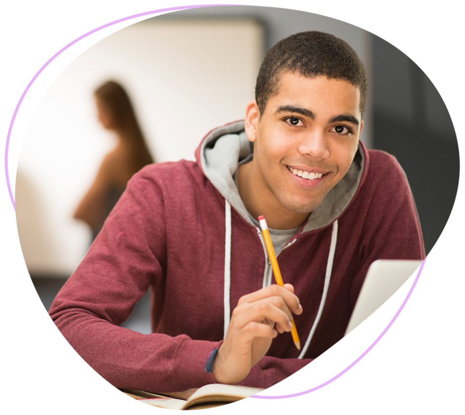 Student learning at desk